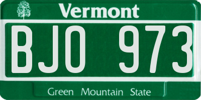 VT license plate BJO973