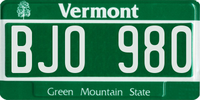 VT license plate BJO980