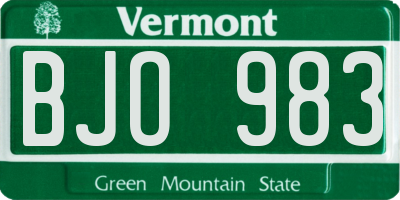 VT license plate BJO983