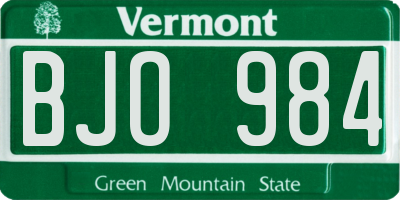 VT license plate BJO984