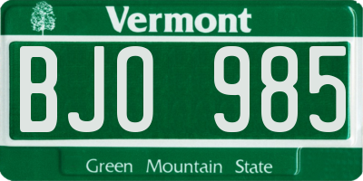 VT license plate BJO985