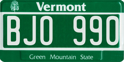 VT license plate BJO990
