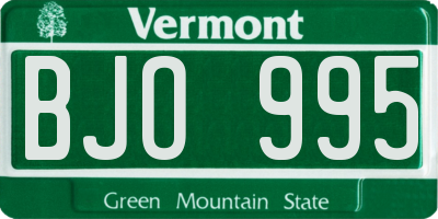 VT license plate BJO995