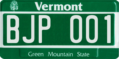 VT license plate BJP001
