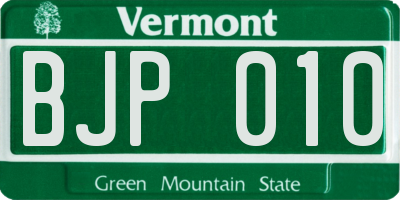 VT license plate BJP010
