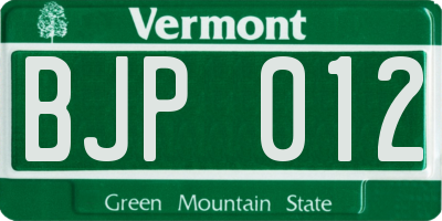 VT license plate BJP012