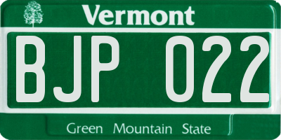 VT license plate BJP022