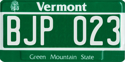 VT license plate BJP023