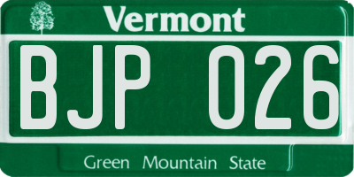 VT license plate BJP026
