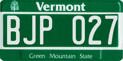 VT license plate BJP027
