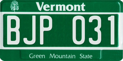 VT license plate BJP031