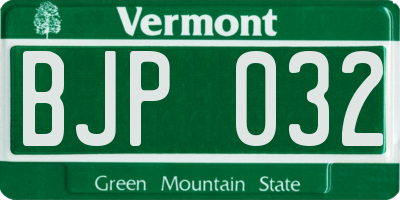VT license plate BJP032