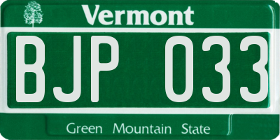 VT license plate BJP033