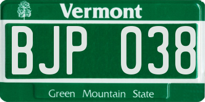 VT license plate BJP038
