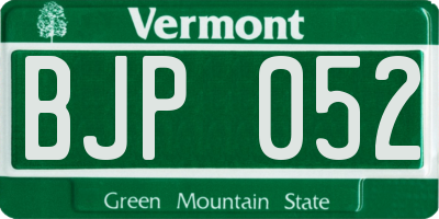 VT license plate BJP052