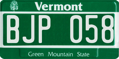 VT license plate BJP058