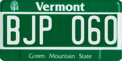 VT license plate BJP060