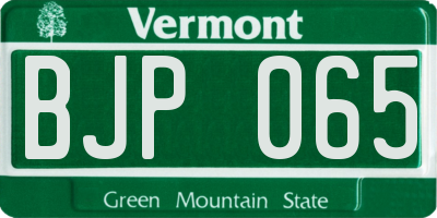 VT license plate BJP065