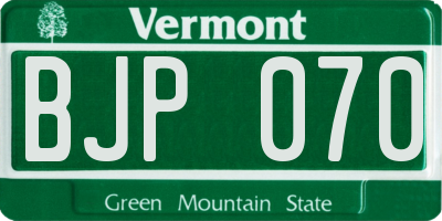 VT license plate BJP070