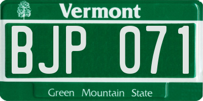 VT license plate BJP071