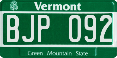 VT license plate BJP092