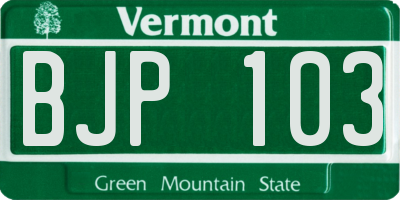 VT license plate BJP103