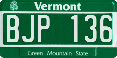VT license plate BJP136