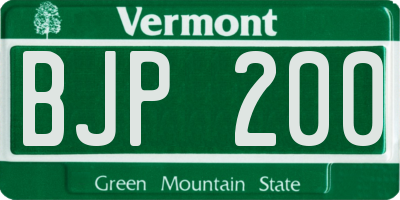 VT license plate BJP200
