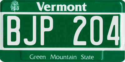 VT license plate BJP204