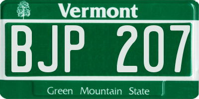 VT license plate BJP207