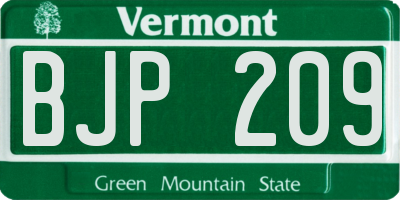 VT license plate BJP209