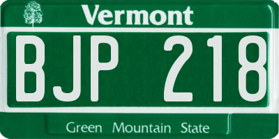 VT license plate BJP218