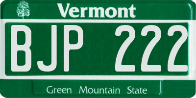 VT license plate BJP222