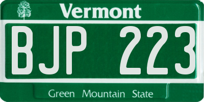 VT license plate BJP223
