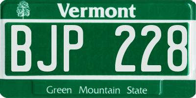 VT license plate BJP228