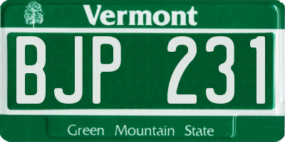 VT license plate BJP231