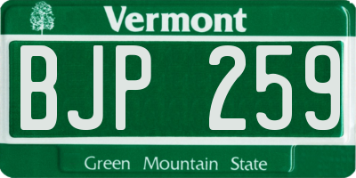 VT license plate BJP259