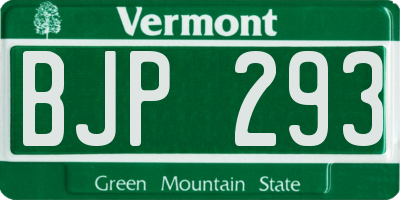 VT license plate BJP293