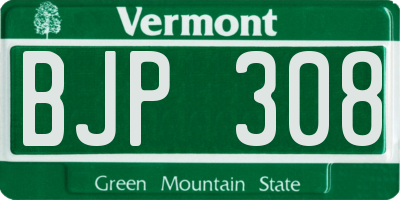 VT license plate BJP308