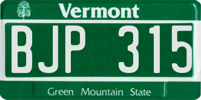 VT license plate BJP315
