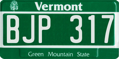 VT license plate BJP317