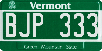 VT license plate BJP333