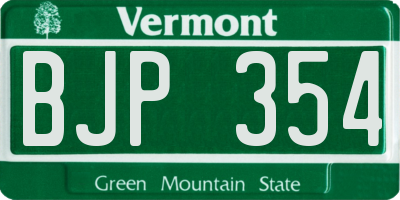VT license plate BJP354