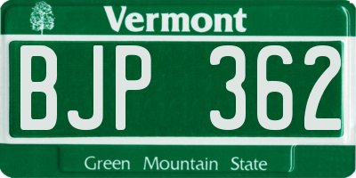 VT license plate BJP362