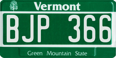 VT license plate BJP366