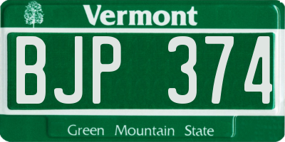 VT license plate BJP374