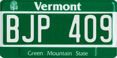 VT license plate BJP409