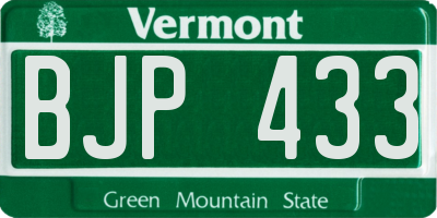 VT license plate BJP433