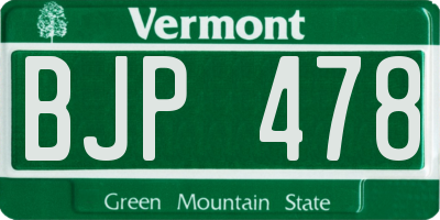 VT license plate BJP478