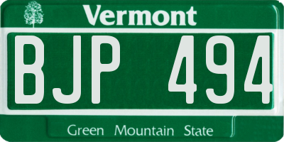 VT license plate BJP494